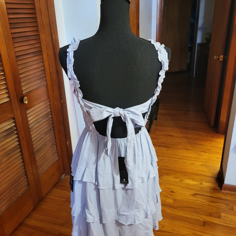 Lulu's Light Blue Tiered Mini Dress - Picture 2 of 4